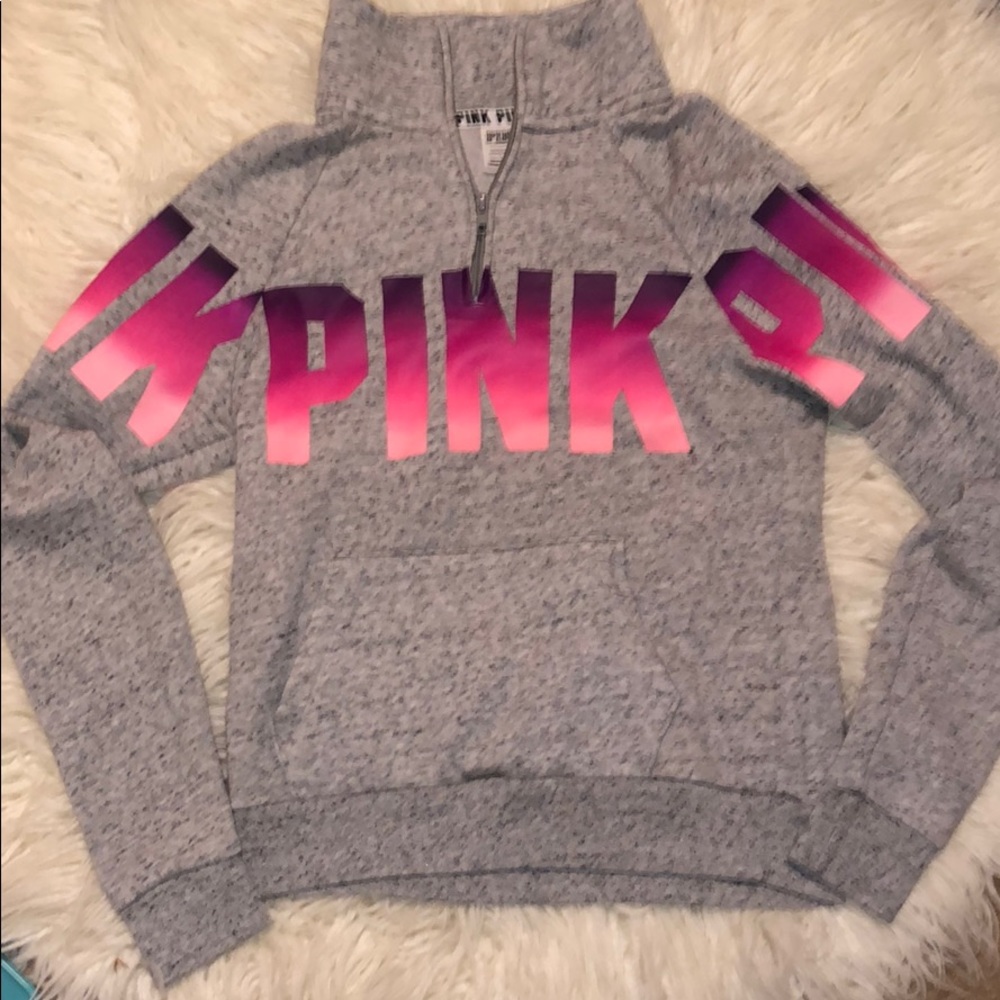 Quarter zip Victoria Secret pink sweatshirt